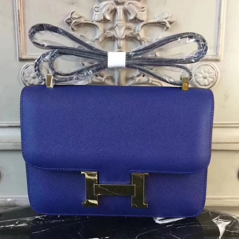 Hermes Blue Electric Constance MM 24cm Epsom kožená taška