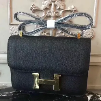 Hermes Black Constance MM 24cm Epsom kožená taška