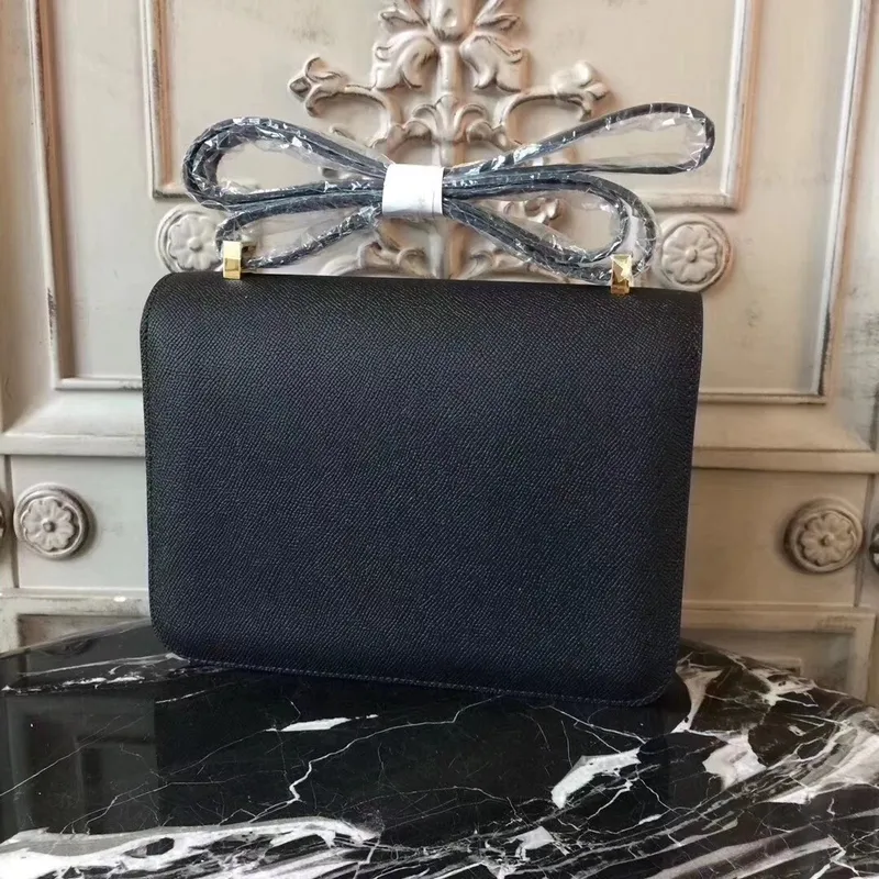 Hermes Black Constance MM 24cm Epsom kožená taška