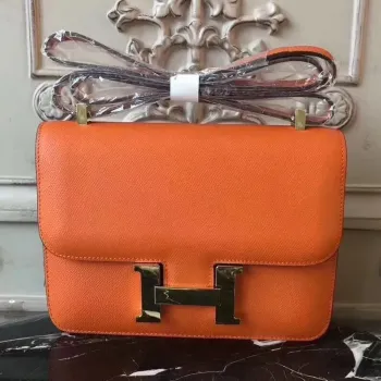 Hermès Orange Constance MM 24cm Epsom kožená taška