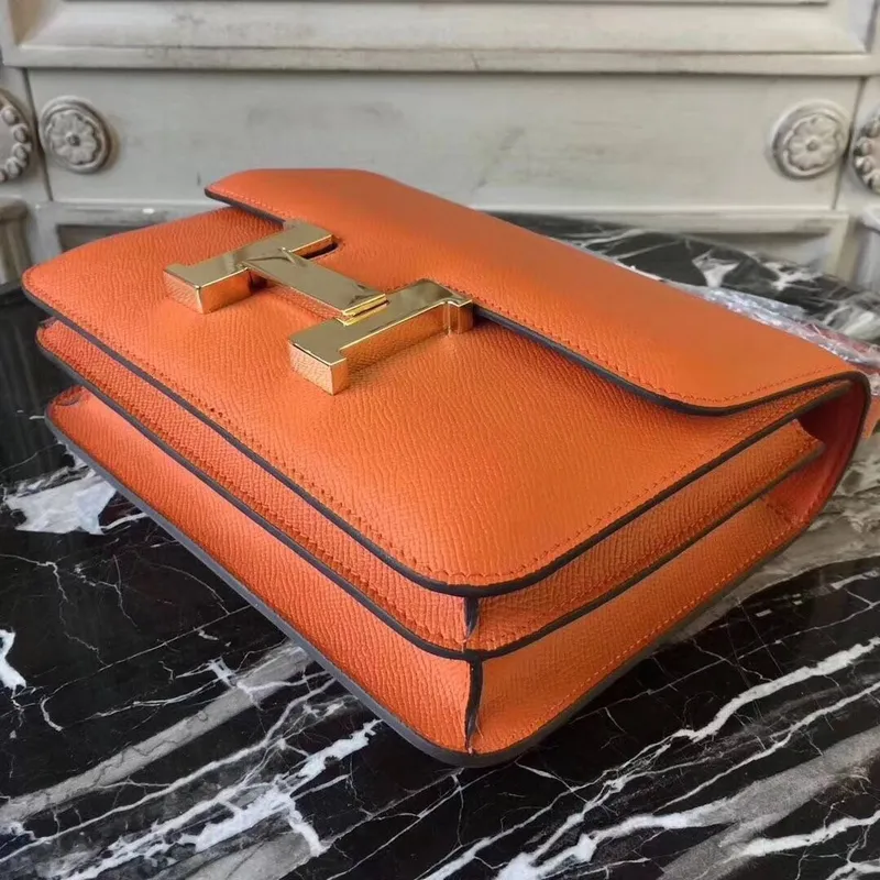 Hermès Orange Constance MM 24cm Epsom kožená taška