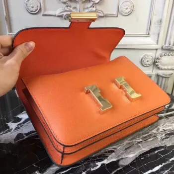 Hermès Orange Constance MM 24cm Epsom kožená taška