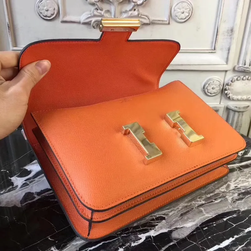 Hermès Orange Constance MM 24cm Epsom kožená taška