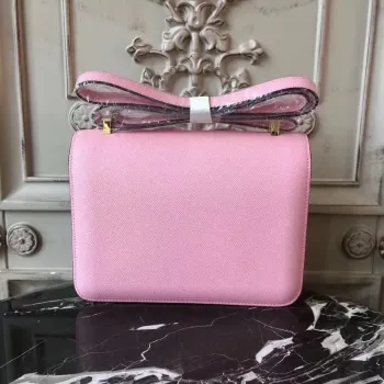 Hermes Pink Constance MM 24cm Epsom kožená taška