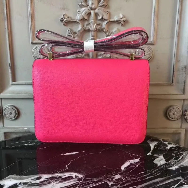 Hermès Červená Constance MM 24cm Epsom kožená taška