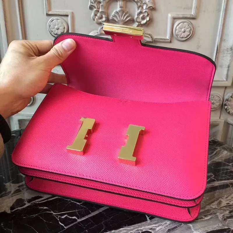 Hermès Červená Constance MM 24cm Epsom kožená taška