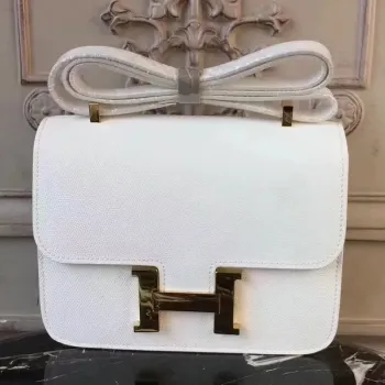 Hermès Bílá Constance MM 24cm Taška z Epsom kůže