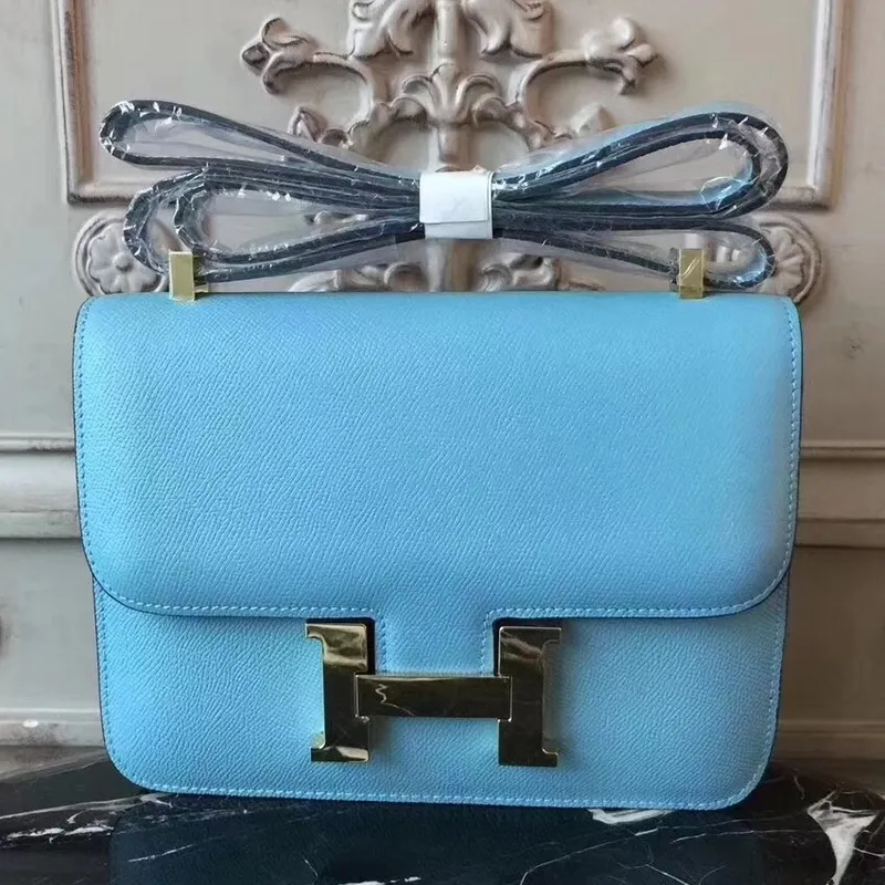 Hermes Blue Atoll Constance MM 24cm Epsom kožená taška