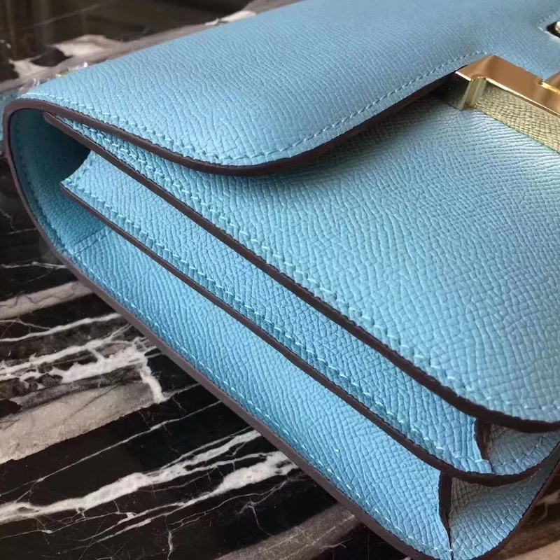 Hermes Blue Atoll Constance MM 24cm Epsom kožená taška