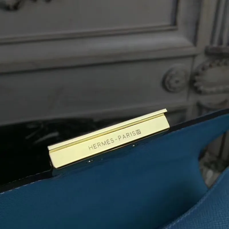 Hermes Blue Atoll Constance MM 24cm Epsom kožená taška
