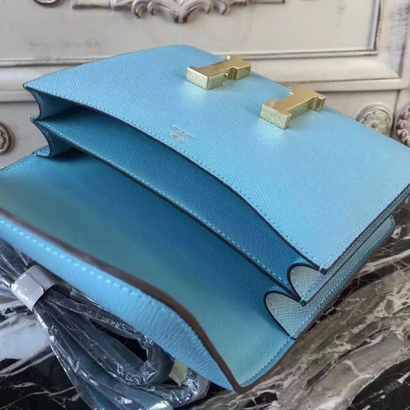 Hermes Blue Atoll Constance MM 24cm Epsom kožená taška
