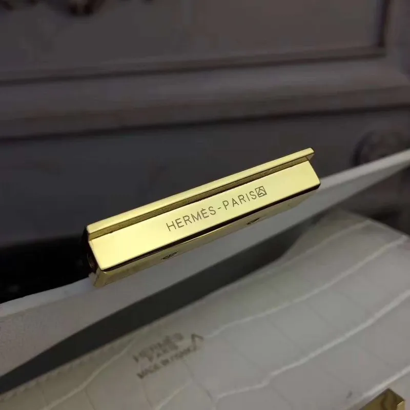 Hermès Bílá Constance MM 24cm Krokodýlí Taška