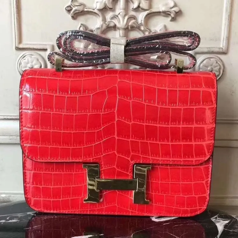 Hermes Cherry Constance MM 24cm Krokodýlí Taška