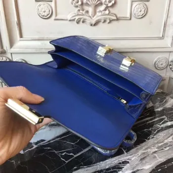 Hermes Blue Constance MM 24cm Krokodýlí Taška