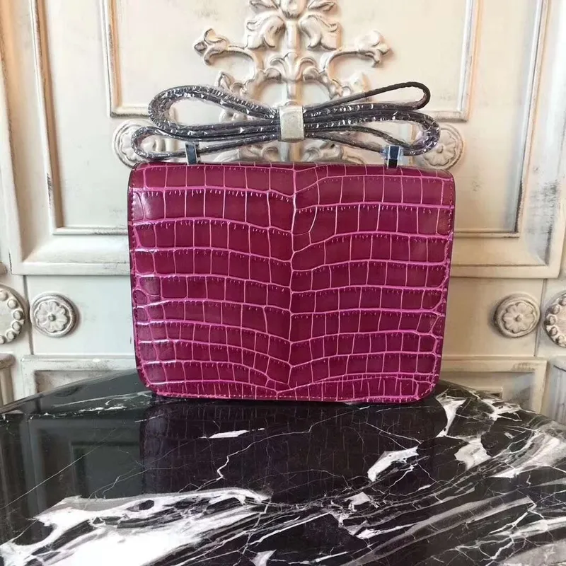 Hermes Fuchsia Constance MM 24cm Krokodýlí Taška
