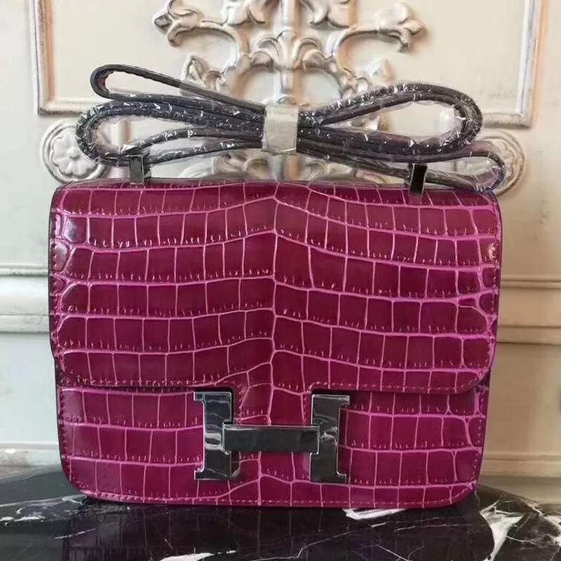 Hermes Fuchsia Constance MM 24cm Krokodýlí Taška
