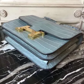Hermes Blue Lin Constance MM 24cm Krokodýlí Taška