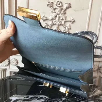 Hermes Blue Lin Constance MM 24cm Krokodýlí Taška