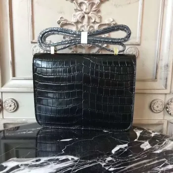 Hermes Black Constance MM 24cm Krokodýlí Taška