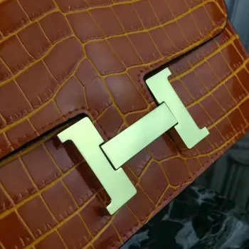 Hermes Orange Constance MM 24cm Krokodýlí Taška