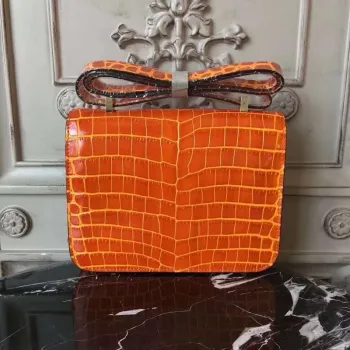 Hermes Orange Constance MM 24cm Krokodýlí Taška