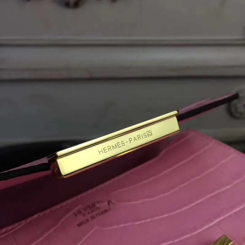 Hermes Pink Constance MM 24cm Krokodýlí Taška