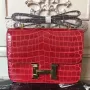 Hermes Red Constance MM 24cm Krokodýlí Taška