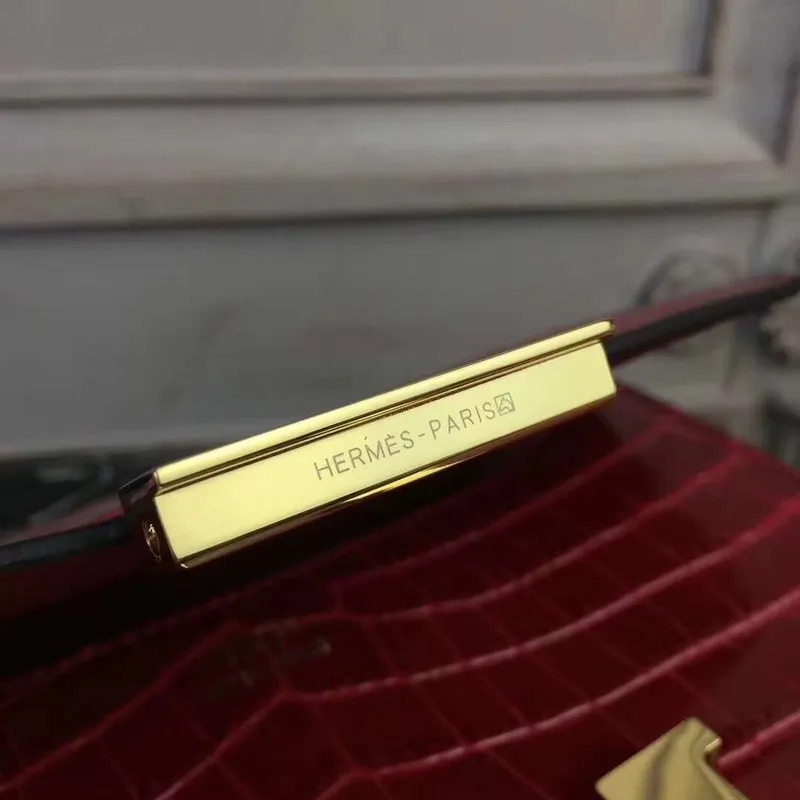 Hermes Red Constance MM 24cm Krokodýlí Taška