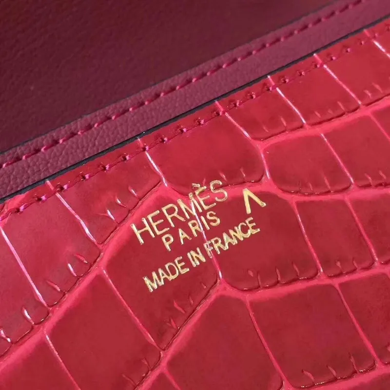 Hermes Red Constance MM 24cm Krokodýlí Taška