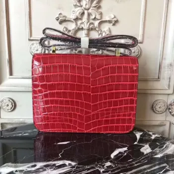 Hermes Red Constance MM 24cm Krokodýlí Taška