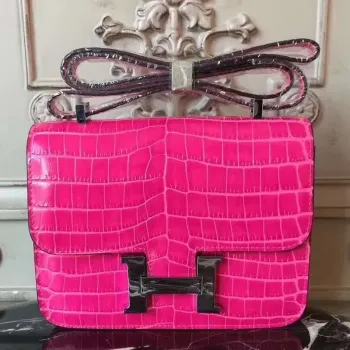 Hermes Rose Red Constance MM 24cm Krokodýlí Taška