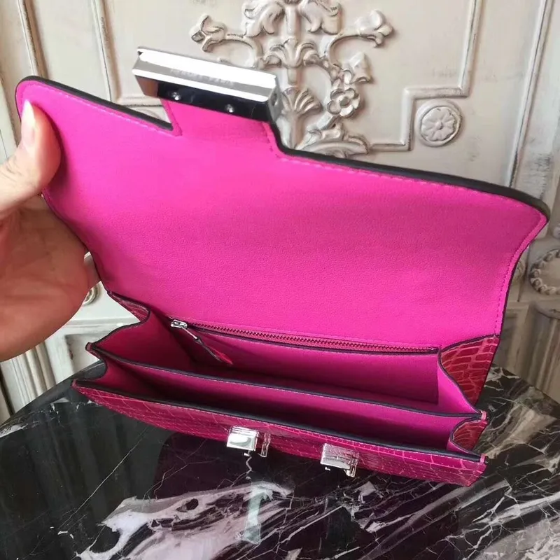 Hermes Rose Red Constance MM 24cm Krokodýlí Taška