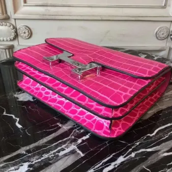 Hermes Rose Red Constance MM 24cm Krokodýlí Taška