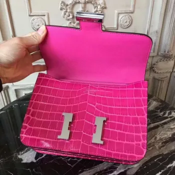Hermes Rose Red Constance MM 24cm Krokodýlí Taška