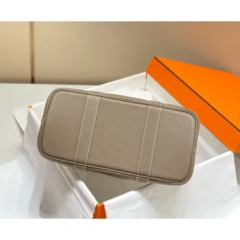 Hermès Garden Party 30cm taška v plátně a taupe kůži