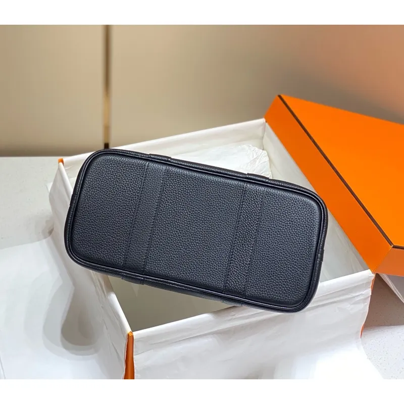 Taška Hermes Garden Party 30 cm v plátně a černé kůži