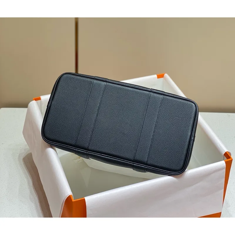 Hermes Garden Party 36cm Taška v plátně a černé kůži