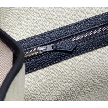 Hermes Garden Party 36cm Taška v plátně a černé kůži