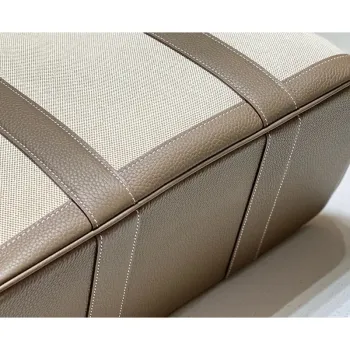 Hermes Garden Party 36cm Taška v plátně a taupe kůži
