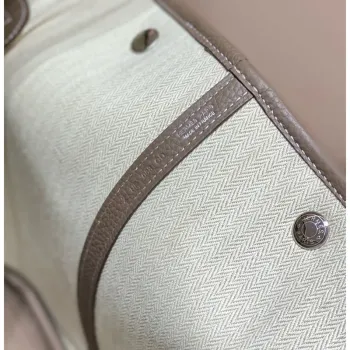 Hermes Garden Party 36cm Taška v plátně a taupe kůži