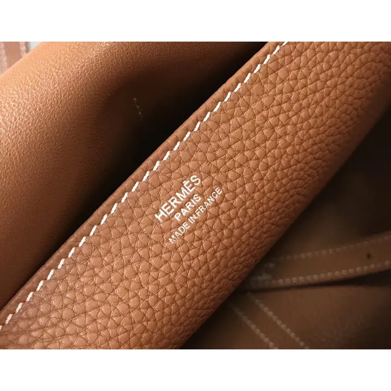 Taška Hermes Halzan v hnědé kůži Clemence