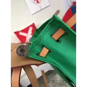 Hermes Herbag Zip PM 31cm Taška v zelené plátno