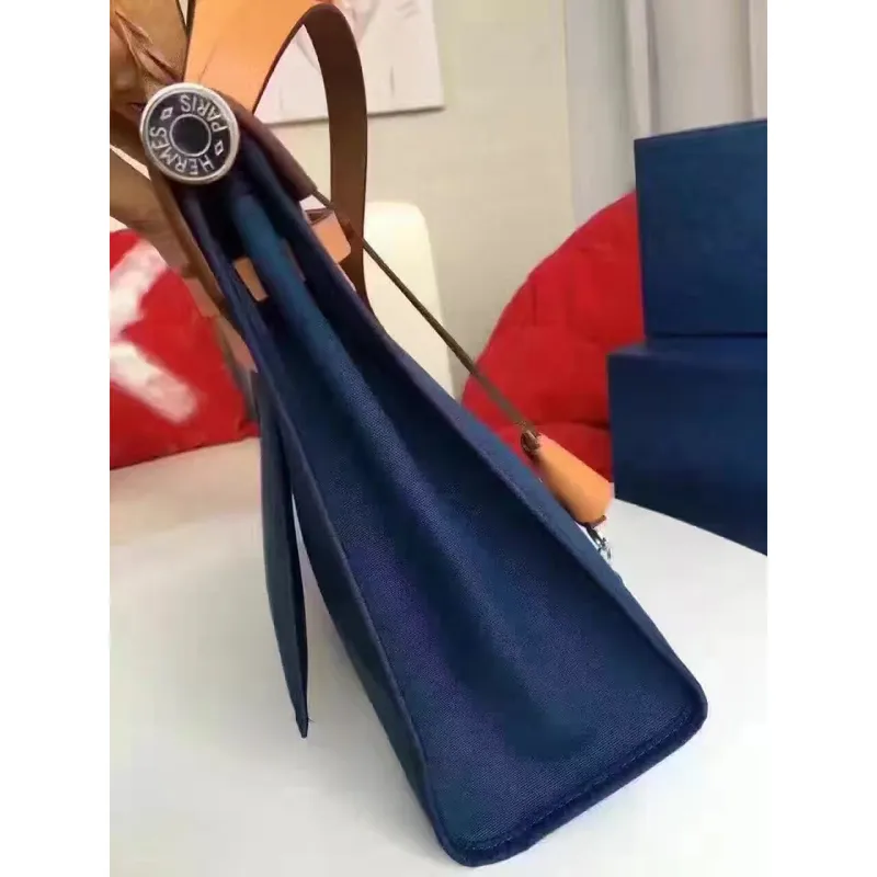 Hermes Herbag Zip PM 31cm Taška v safírové plátno