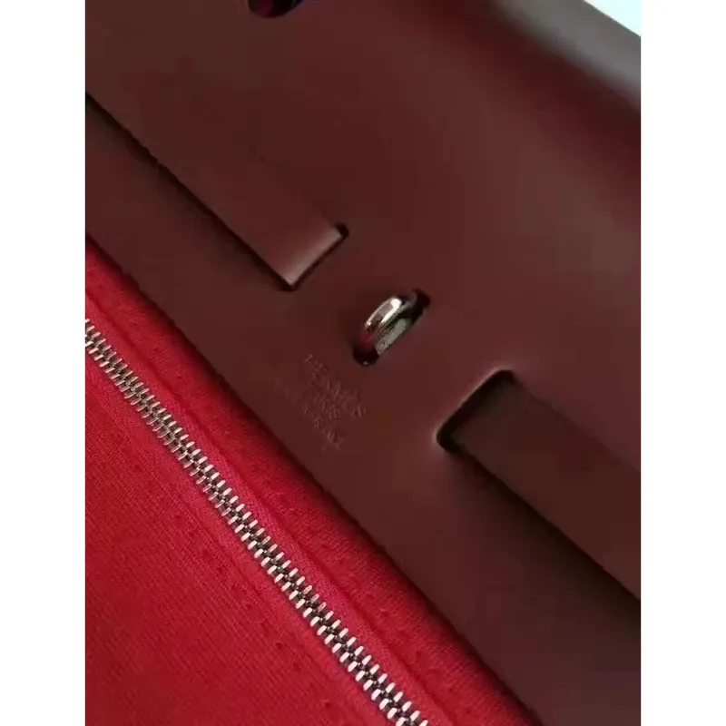 Hermes Herbag Zip PM 31cm Taška v červené plátno