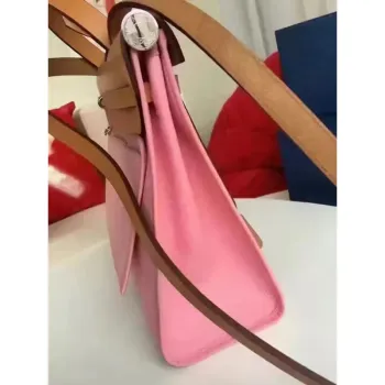 Hermes Herbag Zip PM 31cm Taška v růžové plátno