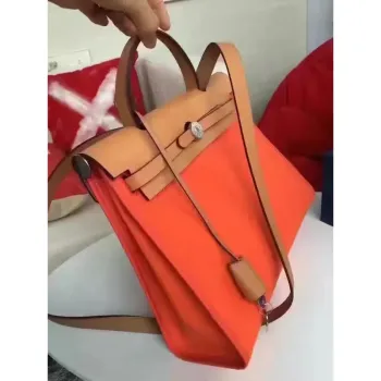 Hermes Herbag Zip PM 31cm Taška v oranžové plátno