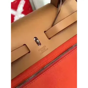 Hermes Herbag Zip PM 31cm Taška v oranžové plátno