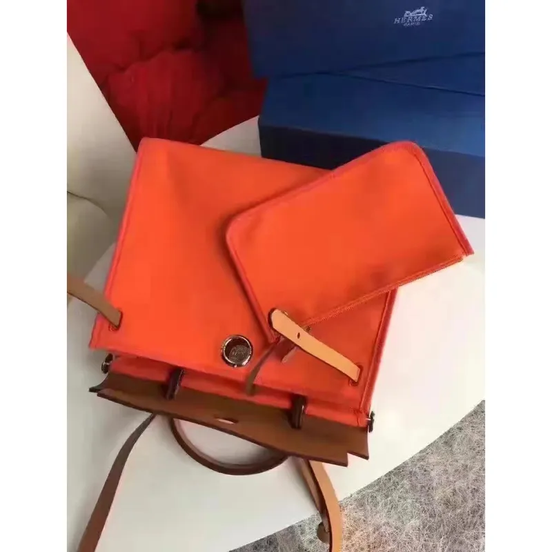 Hermes Herbag Zip PM 31cm Taška v oranžové plátno