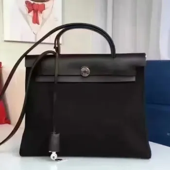 Hermes Herbag Zip PM 31cm Taška v černé plátno