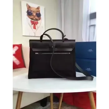 Hermes Herbag Zip PM 31cm Taška v černé plátno